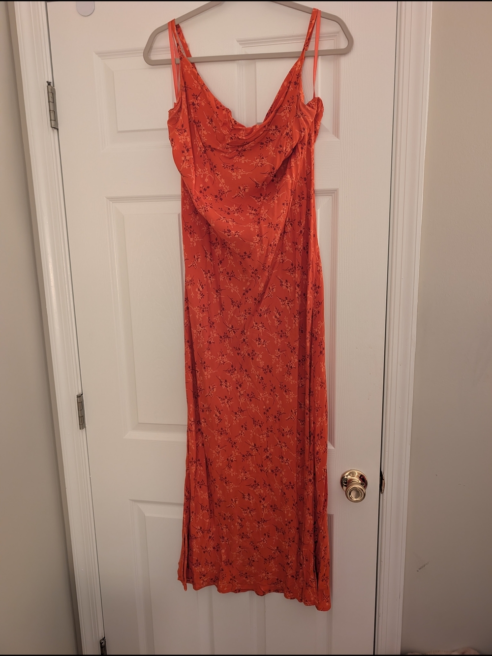 GAP Orange Floral Cowl Maxi Slip Dress